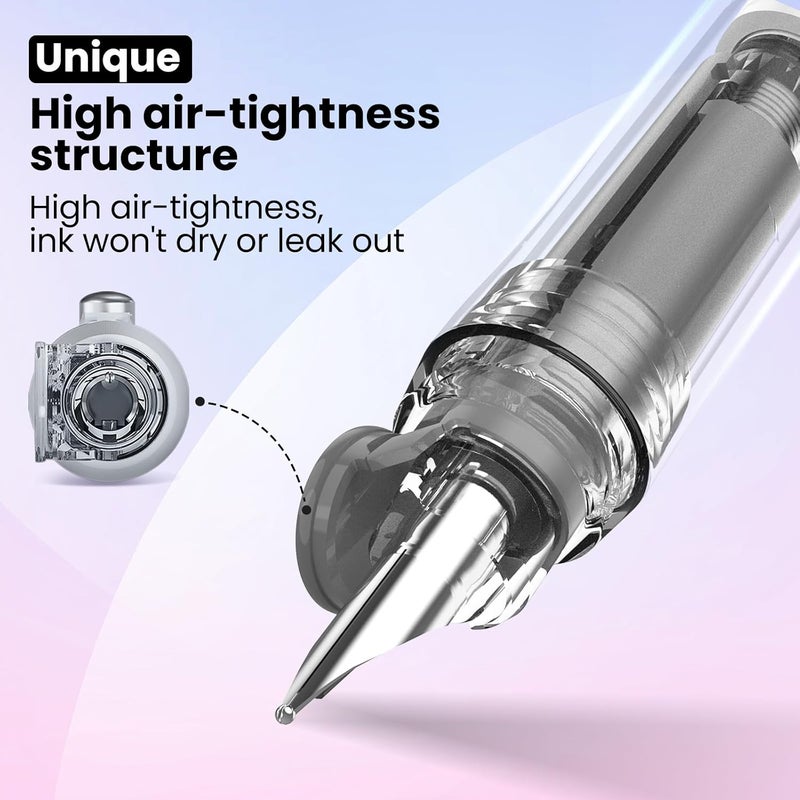 WRITECH Retractable Fountain Pen Set: Fine Nib Black Ink Pens Includes 5 Ink Cartridges Smooth Writing for Sketching Journaling Calligraphy Gift (Black) - Image 5